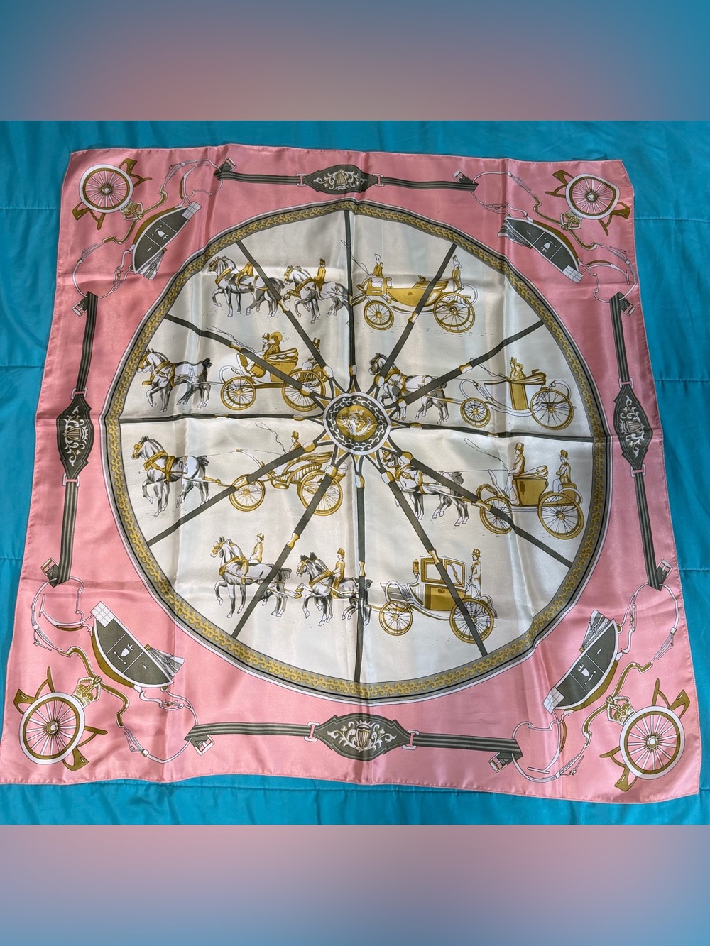 Elegant Pink & Cream Horse Carriage Scarf
